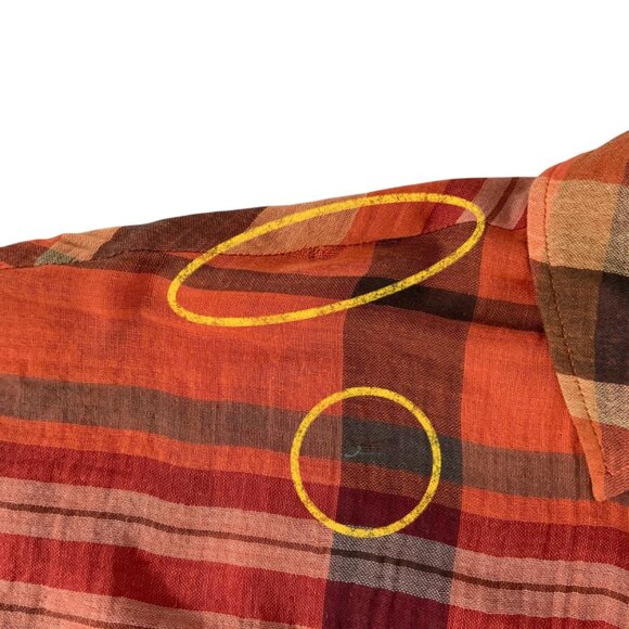 Free People Year Round Buttondown Shirt XS Orange Plaid Oversized Fall Fashion - Picture 7 of 14